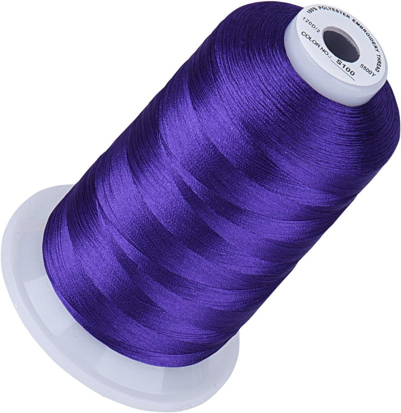 simthread 5500Yds Embroidery Thread, 5000M High-Yardage 40WT 100% Polyester Thread – 170+ Vivid Colors, High-Speed Rated – Compatible with Brother, Singer, Janome & More - Soft Grape S100 - Image 1